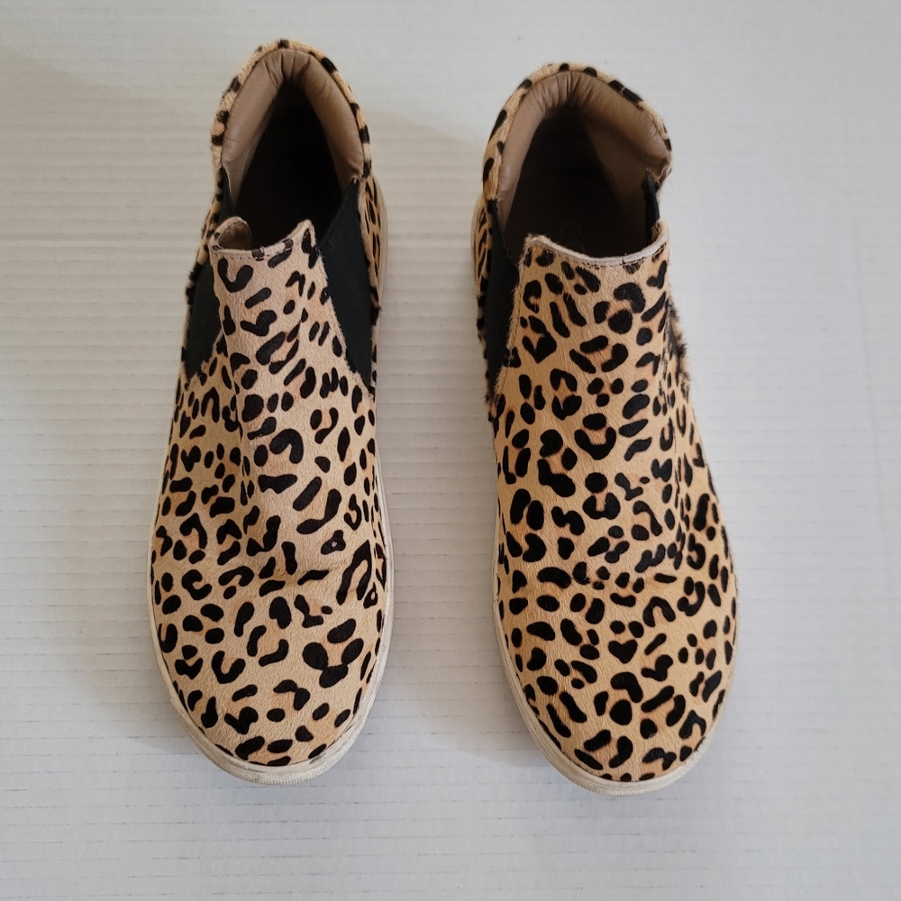 Coconuts By Matisse Harlan Leopard Animal Print High Top Real Fur Sneakers 8.5 - Picture 3 of 13